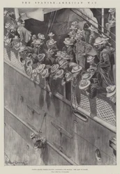 Der Spanisch-Amerikanische Krieg, US-Truppen verlassen Kalifornien nach Manila, die Letzten an Bord